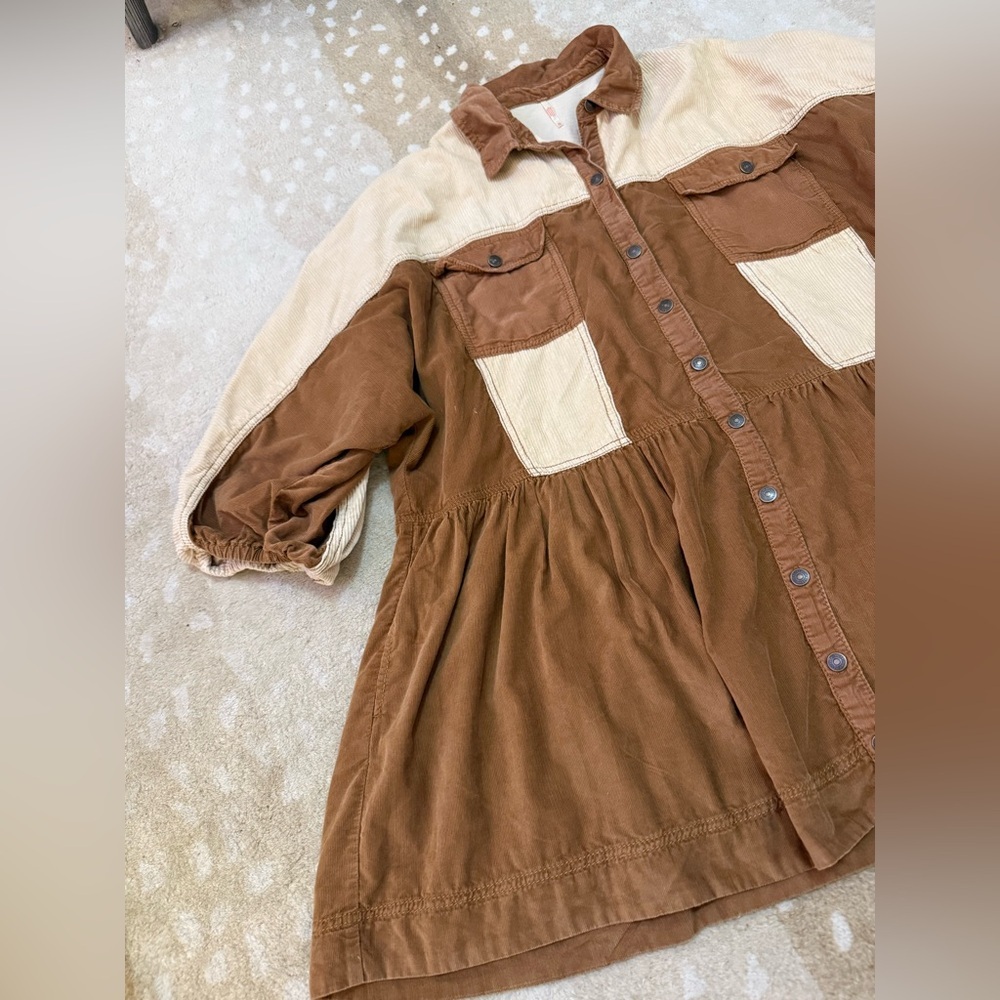 Free People Wild Roads Mini Buttodown Puff Sleeve Babydoll Pocket Dress SOLD - Picture 5 of 9